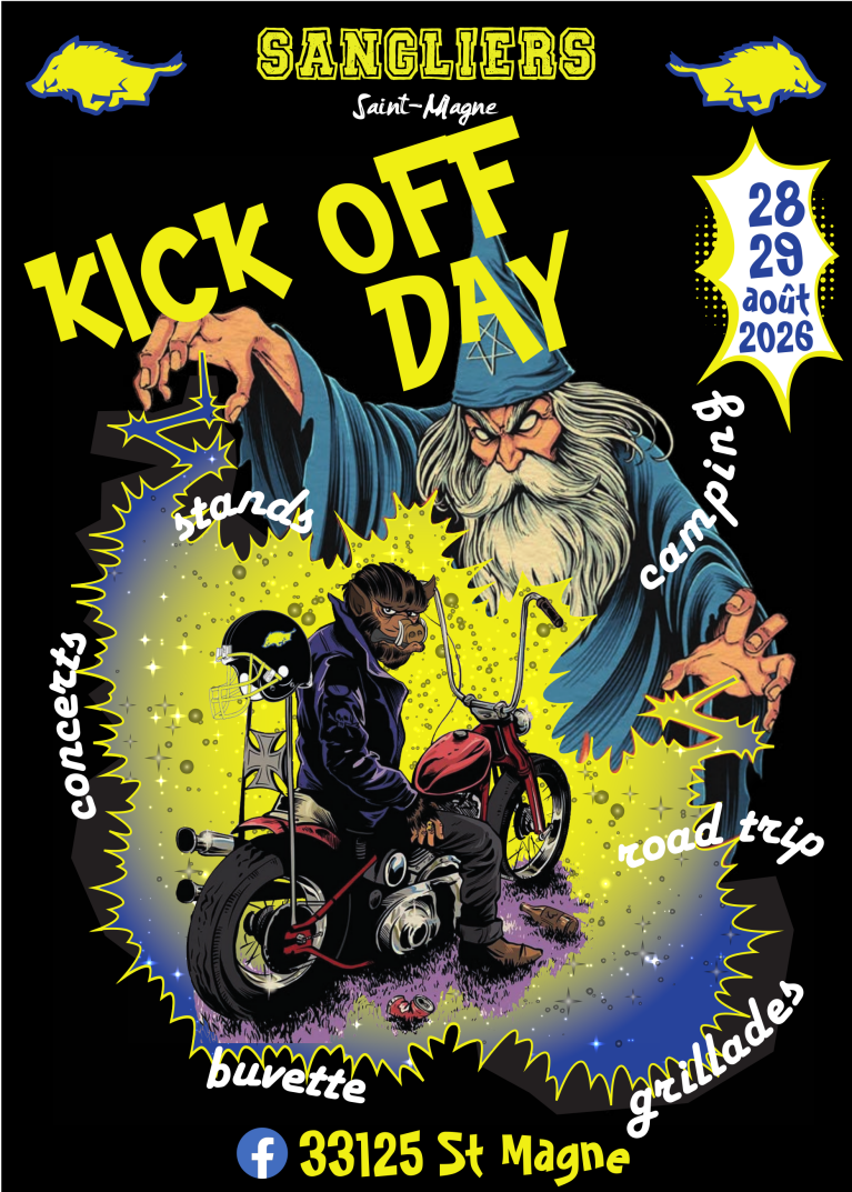 Kick Off Day Rassemblement de moto, scène rock, football américain