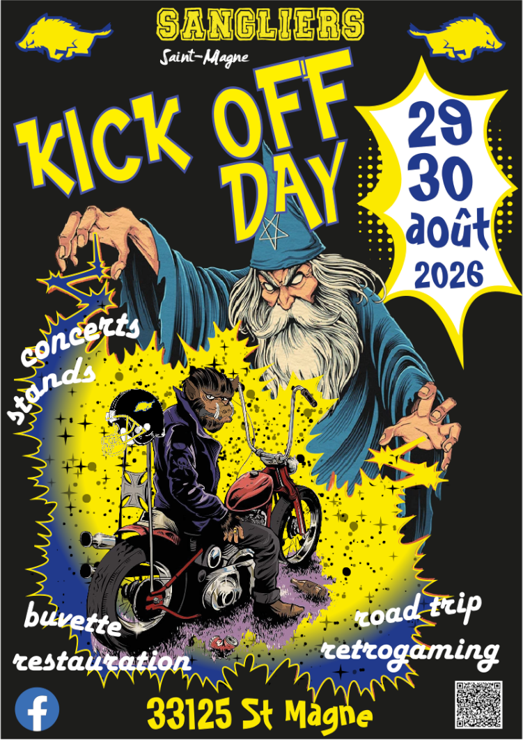 Kick Off Day Rassemblement de moto, scène rock, football américain